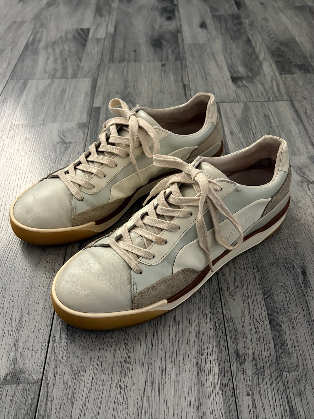 Puma x MCQ Alexander McQueen Men's Cream and Tan Leather Sneakers